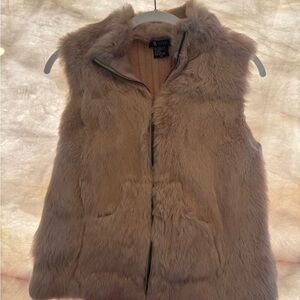 Rabbit Fur Vest in Tan